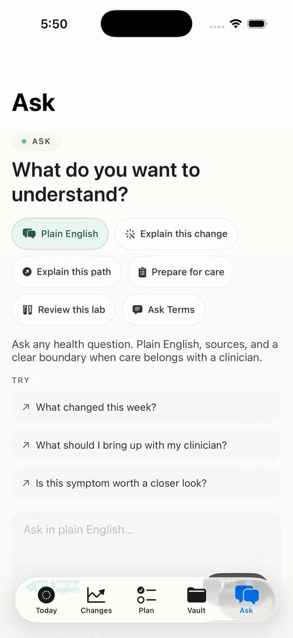 Baseline Terms screen